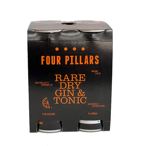 Four Pillars Rare dry Gin & Tonic Can  5.1% 250mL 4 PACK