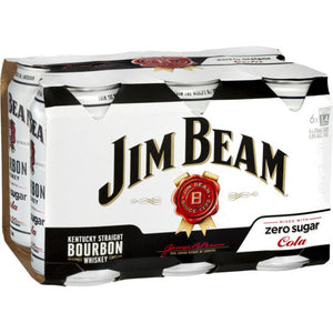Jim Beam White Label Bourbon & Zero Sugar Cola Cans 375mL (6 Can Pack)