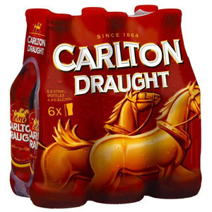 Carlton Draught Bottles 375mL (6 Bottle Pack)