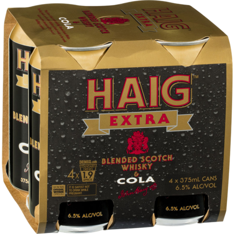 Haig Extra Whisky & Cola Cans 375mL (4 Can Pack)