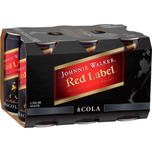 Johnnie Walker Red Label & Cola Cans 375mL (6 Can Pack)