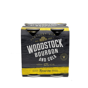 Woodstock Bourbon & Cola 12% Cans 200mL 4 pack